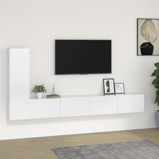 vidaXL 3-osainen TV-kaappisarja korkeakiilto valkoinen tekninen puu
