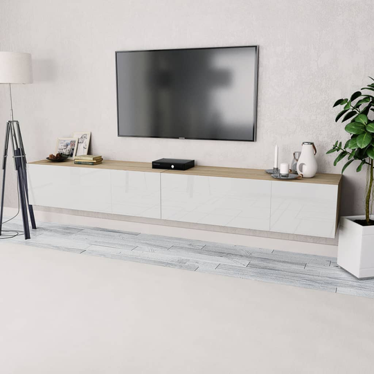 vidaXL TV-taso 2 kpl Lastulevy 120x40x34 cm Valkoinen ja Tammi
