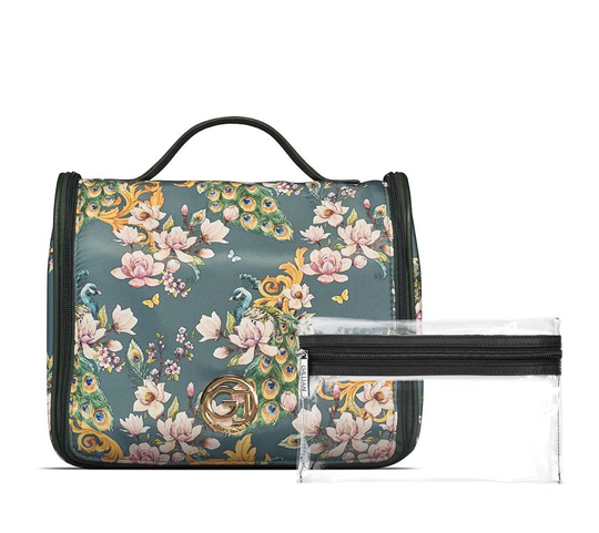 Gillian Jones - Organizer Cosmetic bag w. hangup function - Green flowerprint