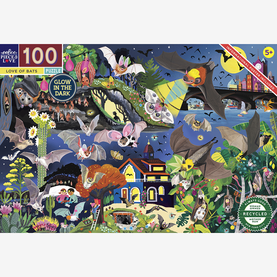 eeBoo - Puzzle 100 pcs - Love of Bats (Glow) - (EPZBAT