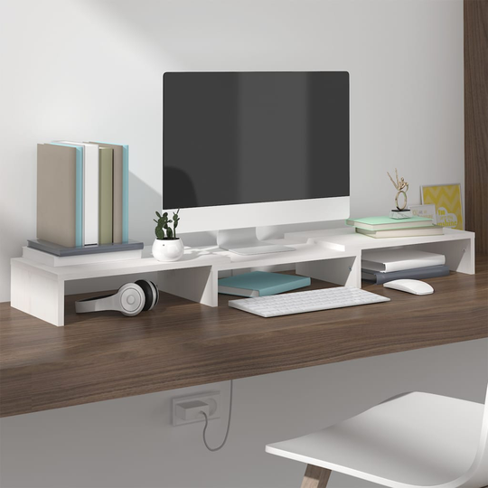 vidaXL Näyttöteline valkoinen 80x24x10,5 cm täysi mänty