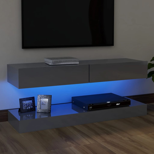 vidaXL TV-taso LED-valoilla korkeakiilto harmaa 120x35 cm