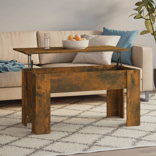 vidaXL Sohvapöytä savutammi 101x49x52 cm tekninen puu