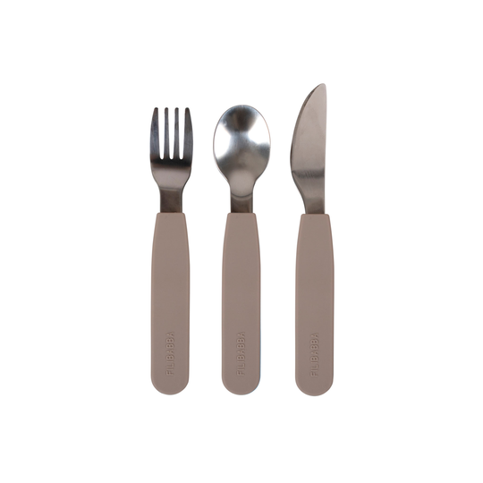 Filibabba - Silicone Cutlery Set - Warm Grey (FI-02254)