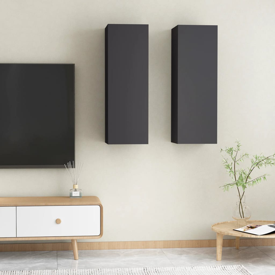 vidaXL TV-tasot 2 kpl harmaa 30,5x30x90 cm lastulevy