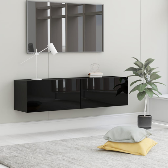 vidaXL TV-taso korkeakiilto musta 120x30x30 cm lastulevy