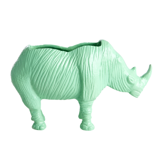 Rice - Metal Rhino Planter - Neon Green