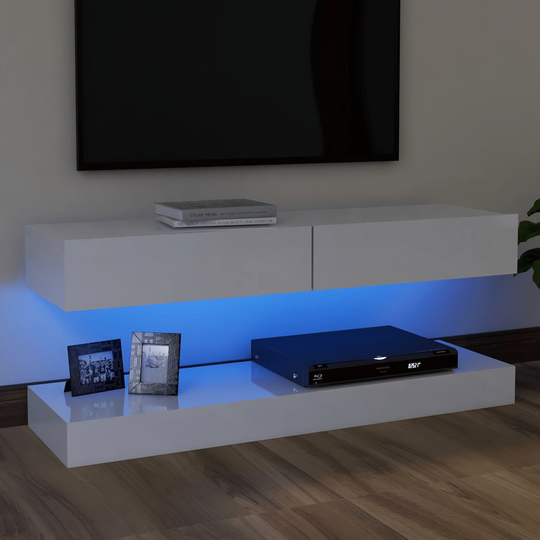 vidaXL TV-taso LED-valoilla korkeakiilto valkoinen 120x35 cm