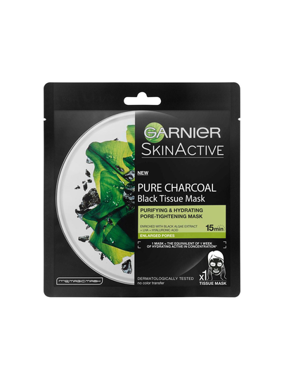 Skin active black tissue pure charcoal black algae -kasvonaamio 32 g