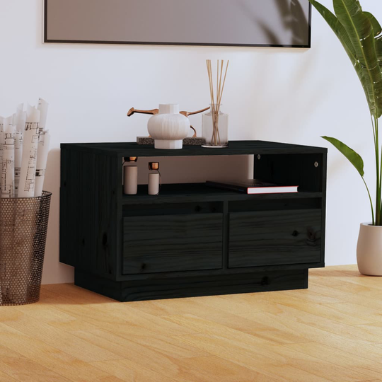 vidaXL TV-taso musta 60x35x37 cm täysi mänty