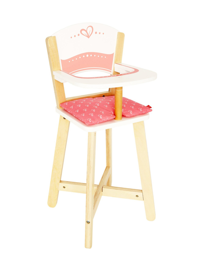 Puinen nuken syöttötuoli
