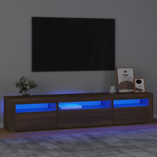 vidaXL TV-taso LED-valoilla ruskea tammi 195x35x40 cm