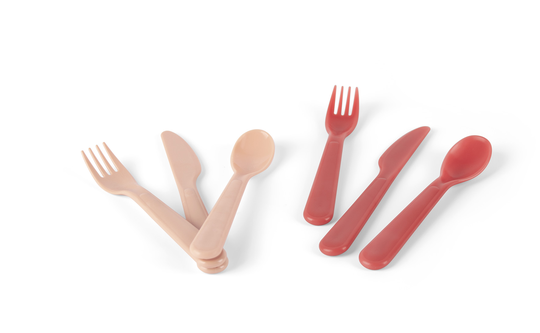 Dantoy - Tiny Biobased Cutlery Set - Nude&Ruby Red (6250)