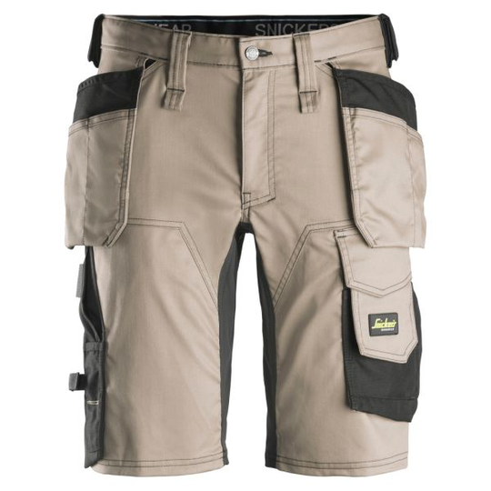 Snickers 6141 AllroundWork Shortsit khaki/musta 44