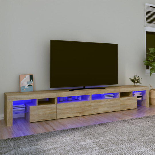 vidaXL TV-taso LED-valoilla Sonoma-tammi 280x36,5x40 cm