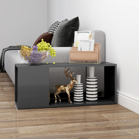 vidaXL TV-taso korkeakiilto harmaa 80x24x32 cm lastulevy