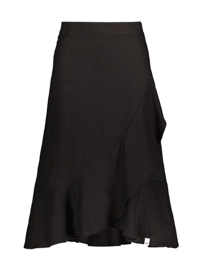 Pellava ruffle skirt, black