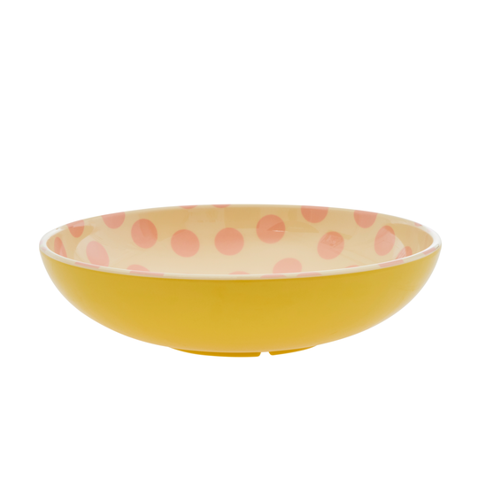Rice - Melamine Salad Bowl New Shape Pink Dots Print