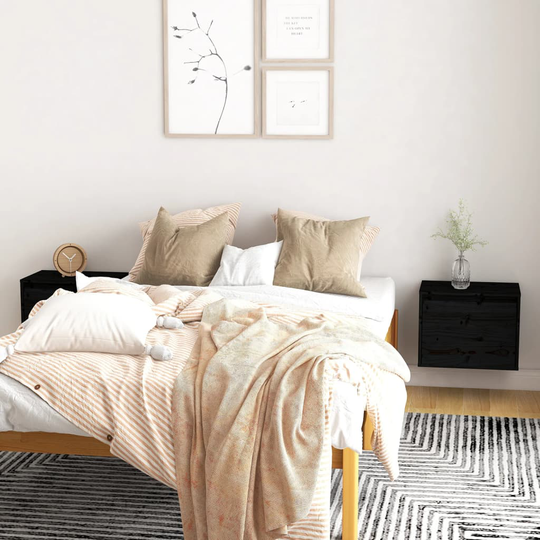 vidaXL Seinäkaapit 2 kpl musta 45x30x35 cm täysi mänty