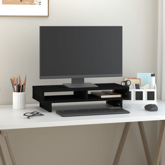 vidaXL Näyttökoroke musta 60x27x14 cm täysi mänty