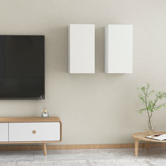 vidaXL TV-tasot 2 kpl valkoinen 30,5x30x60 cm lastulevy