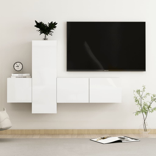 vidaXL 3-osainen TV-kaappisarja korkeakiilto valkoinen lastulevy