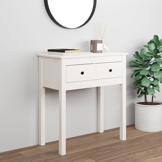 vidaXL Konsolipöytä valkoinen 70x35x75 cm täysi mänty