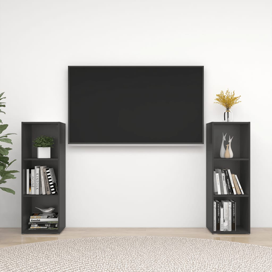 vidaXL TV-tasot 2 kpl harmaa 107x35x37 cm lastulevy