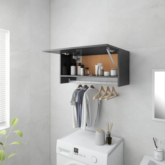 vidaXL Vaatekaappi korkeakiilto harmaa 70x32,5x35 cm lastulevy