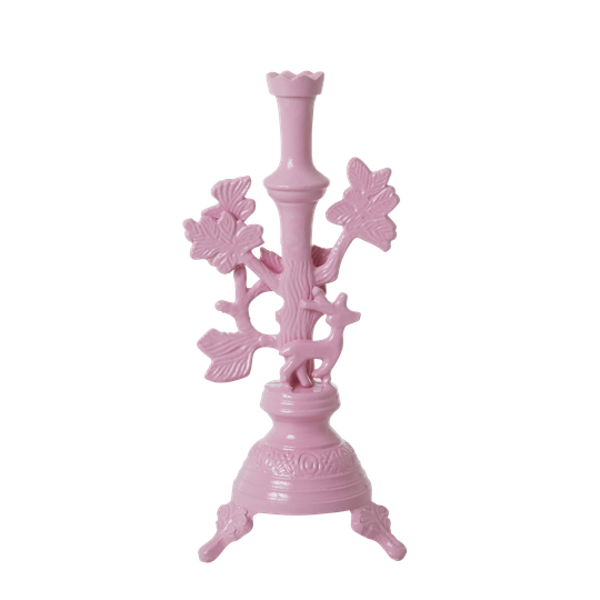 Rice - Metal Candle Holder w. Deer Large - Soft Pink