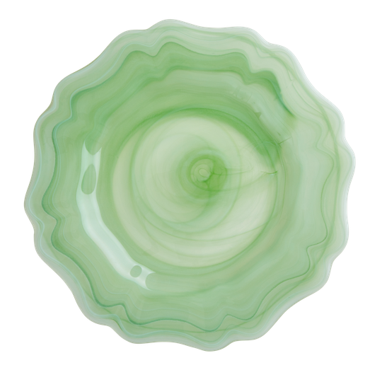 Rice - Alabaster Glass Dinner Plate in Green -Ø28 cm