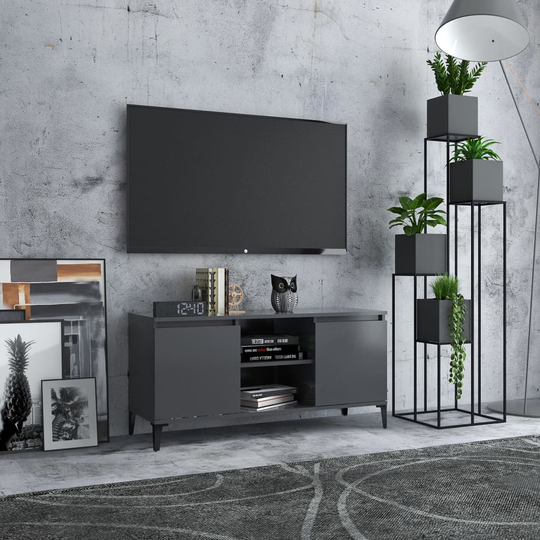 vidaXL TV-taso metallijaloilla harmaa 103,5x35x50 cm