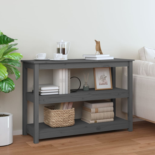 vidaXL Konsolipöytä harmaa 110x40x74 cm täysi mänty