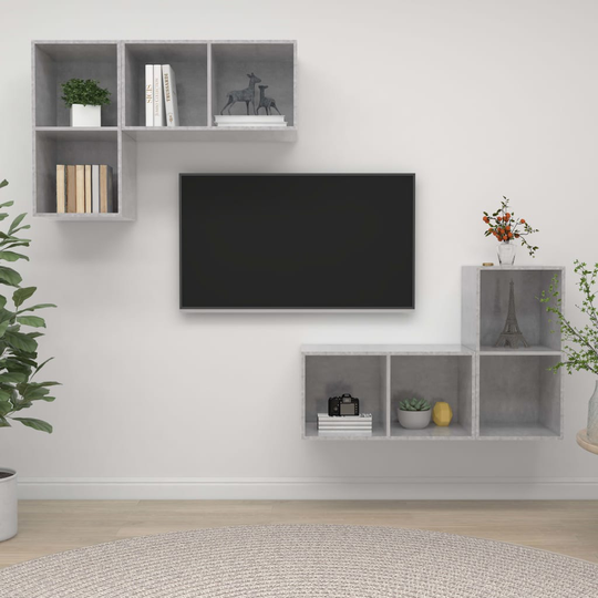 vidaXL Seinäkiinnitettävät TV-tasot 4 kpl betoninharmaa lastulevy