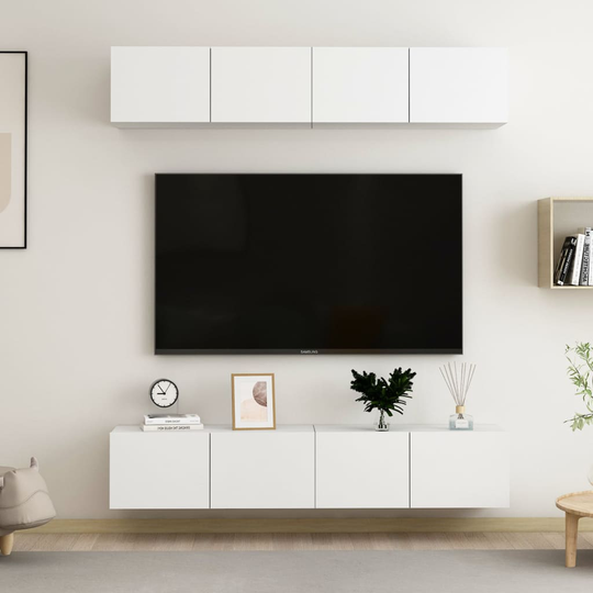 vidaXL TV-tasot 4 kpl valkoinen 80x30x30 cm lastulevy