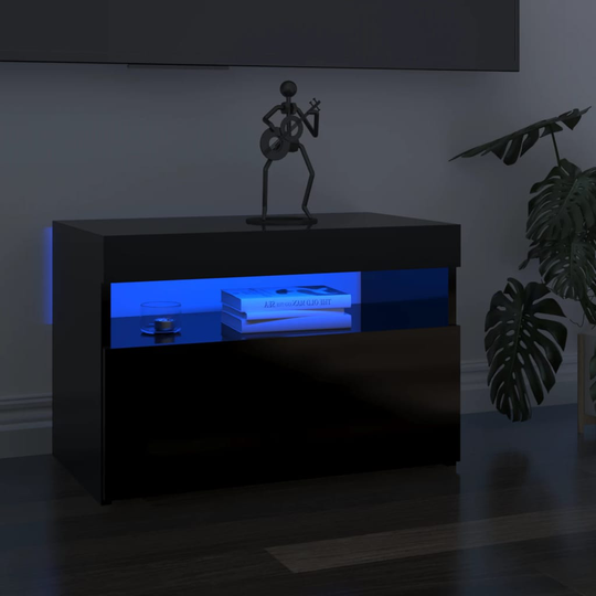 vidaXL TV-tasot LED-valoilla 2 kpl korkeakiilto musta 60x35x40 cm