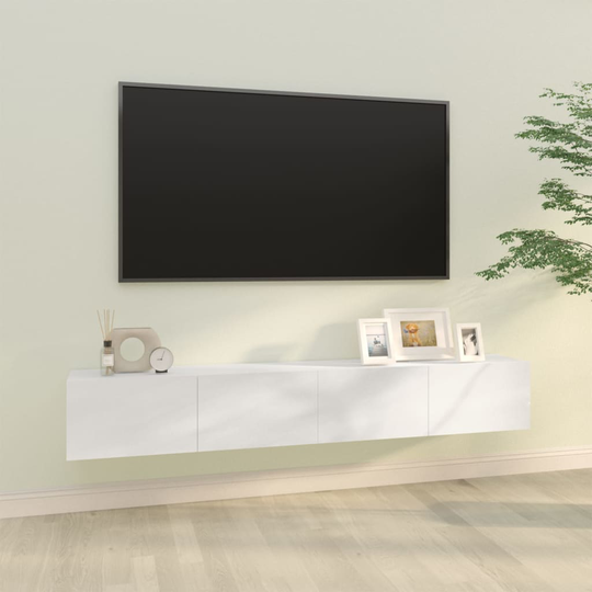 vidaXL TV-kaapit 2 kpl korkeakiilto valk. 100x30x30 cm tekninen puu