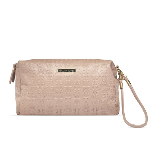 Gillian Jones - "Natascha" Toilettry Bag in Beige w. Logo