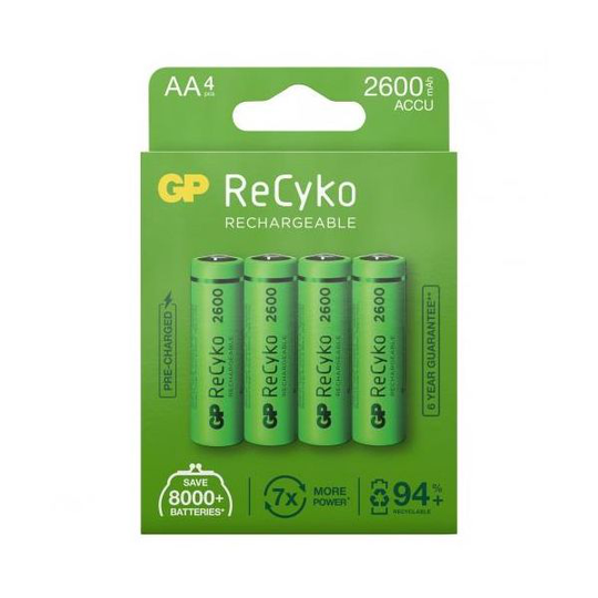 GP Batteries ReCyko 2600 Akku ladattava, AA, 4 kpl