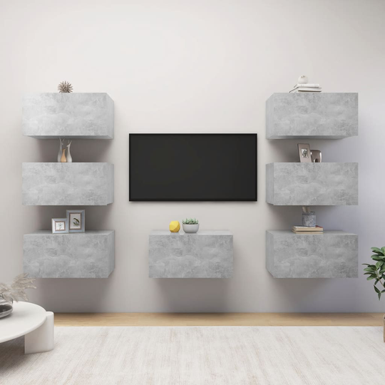 vidaXL TV-tasot 7 kpl betoninharmaa 30,5x30x60 cm lastulevy