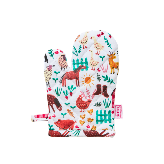 Rice - Cotton Kids Oven Mitten Pink Farm