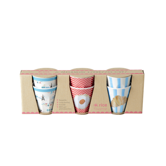 Rice - 6 Melamine Espresso Cups - Breakfast Prints