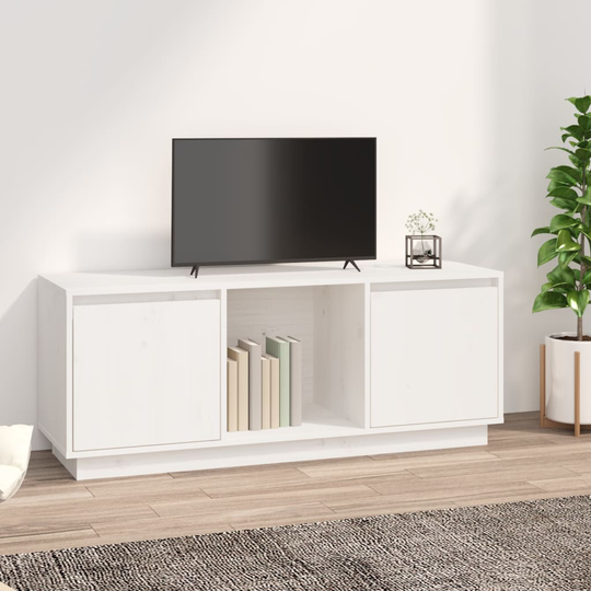 vidaXL TV-taso valkoinen 110,5x35x44 cm täysi mänty