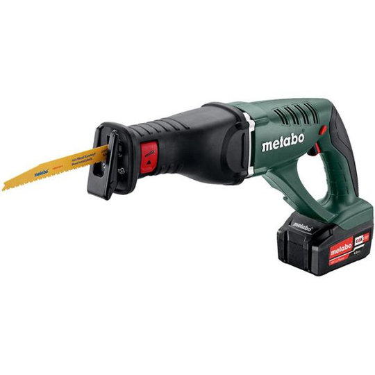 Metabo ASE 18 LTX Puukkosaha 2 x 4,0 Ah:n akku ja laturi