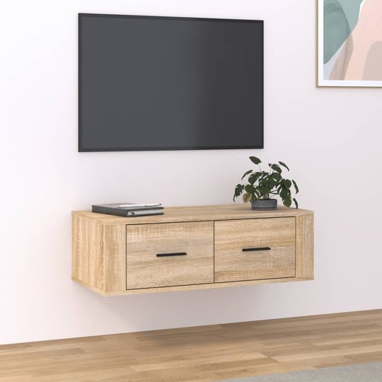 vidaXL Seinä TV-taso Sonoma-tammi 80x36x25 cm tekninen puu