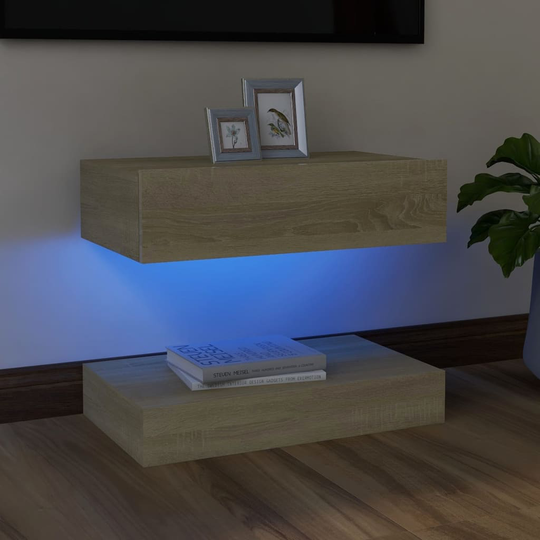 vidaXL TV-taso LED-valoilla Sonoma-tammi 60x35 cm