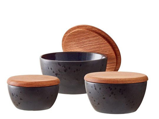 Bitz - Bowl Set With Lid 3 pcs - Black/Blue (12486)