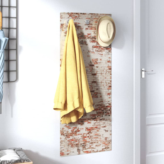 vidaXL Seinäkiinnitettävä naulakko 125x50 cm karkaistu lasi tiiliseinä