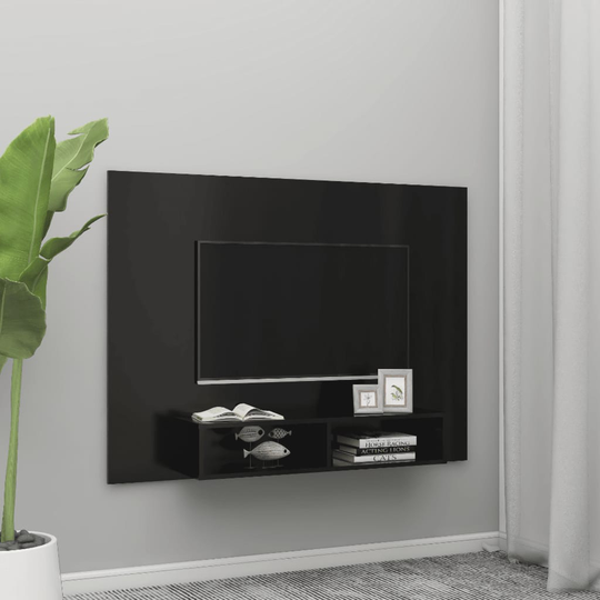 vidaXL TV-taso seinälle musta 135x23,5x90 cm lastulevy