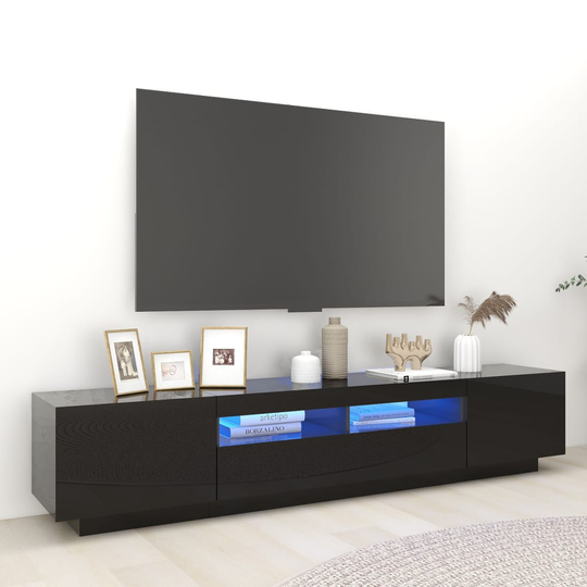 vidaXL TV-taso LED-valoilla korkeakiilto musta 200x35x40 cm